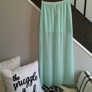 Mesh maxi skirt with slits